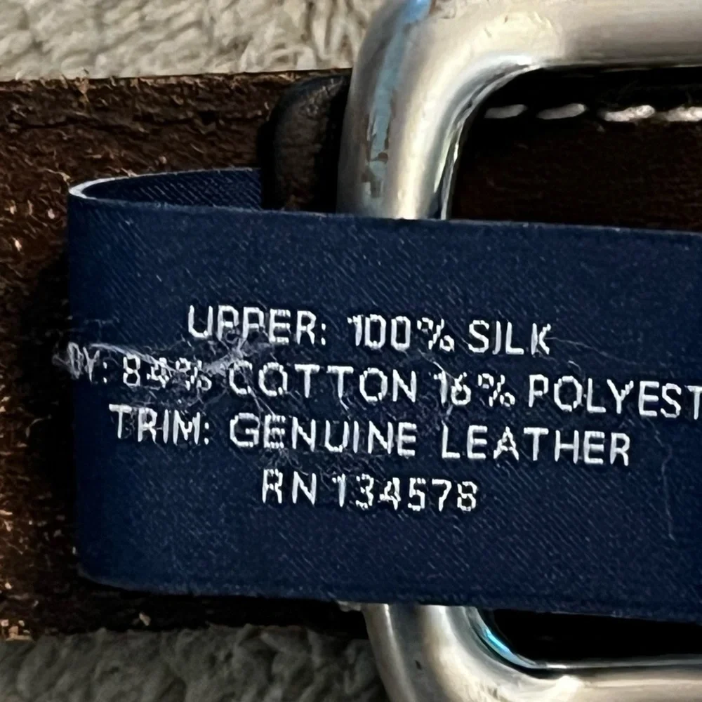 Vineyard Vines Canvas Club Belt Leather Ends Nautical Sailboats Palm Trees SZ 32